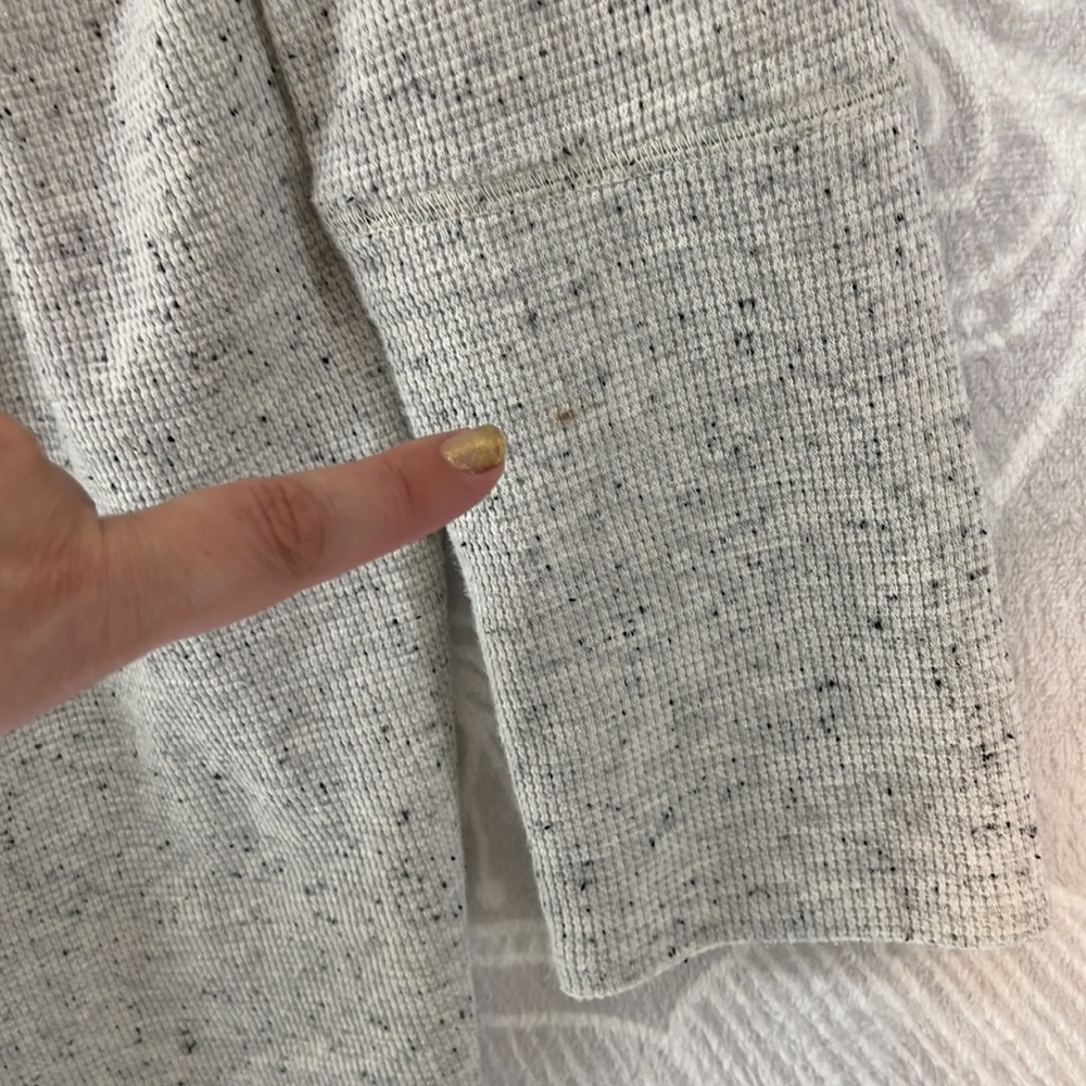 GORGEOUS COMFY OPEN FRONT CARDIGAN XL AEROPASTLE CREAM SPECKLE BLACK NATURAL EUC - Picture 12 of 17